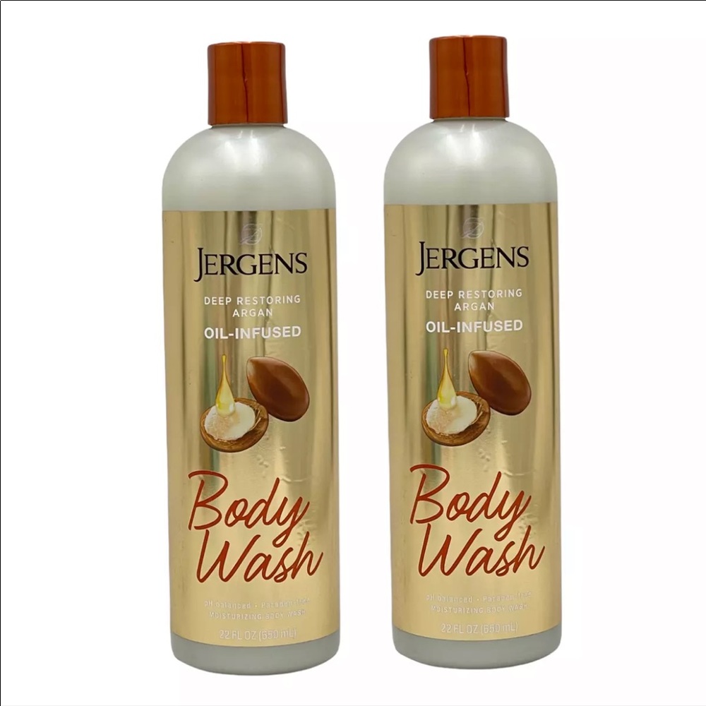 2 Pack Jergens Deep Restoring Argan Oil Infused Moisturizing Body Wash 22 oz